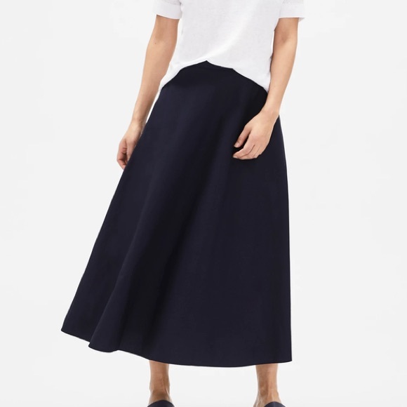 $198 NWT Eileen Fisher Ink Organic Cotton Poplin Circle Skirt XL - Picture 1 of 6